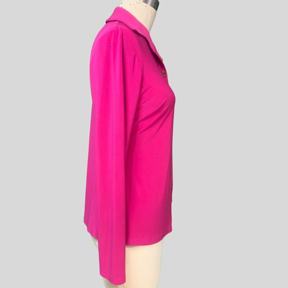 NWT FRANK LYMAN Button Front Long Sleeve Blouse, Size 4, Magenta - Picture 4 of 5